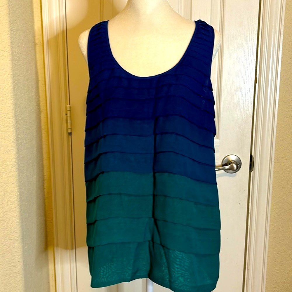 Hanna G. Blue Ombre Racerback Blouse